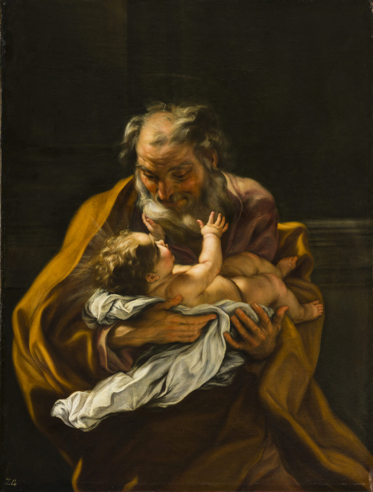 "Saint Joseph Embracing the Infant Christ," circa 1670–85, by Giovanni Battista Gaulli, commonly known as Baciccio. Oil on canvas; 50 inches by 38 1/4 inches. (The Norton Simon Foundation)