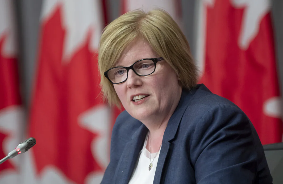 Employment, Workforce Development and Disability Inclusion Minister Carla Qualtrough responds to a question during a news conference in Ottawa on Aug. 20, 2020. (Adrian Wyld/The Canadian Press)