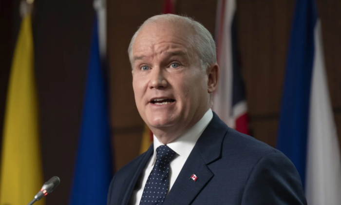 Conservative leader Erin O’Toole speaks during a news conference, Jan. 24, 2022 in Ottawa. (The Canadian Press/Adrian Wyld)