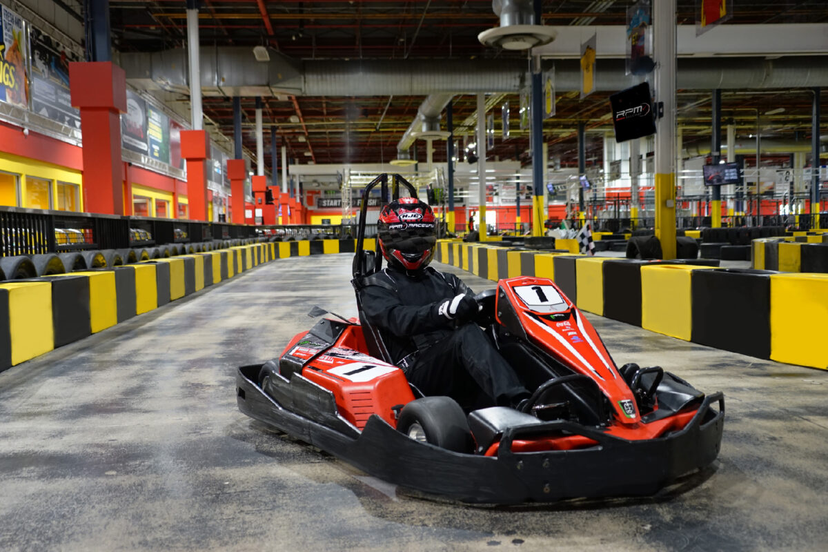 A young driver takes a go-kart for a spin at Destiny USA near Syracuse, N.Y. (Courtesy of Destiny USA)