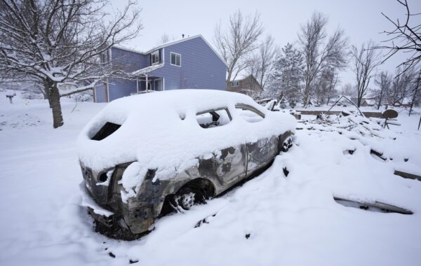 Car in snow in Colorado