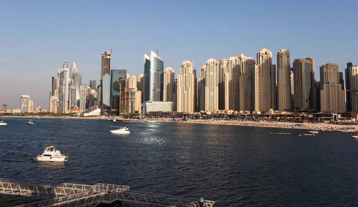 A general view of JBR from the Bluewaters Island in Dubai, United Arab Emirates, on Dec. 8, 2021. (Satish Kumar/Reuters)