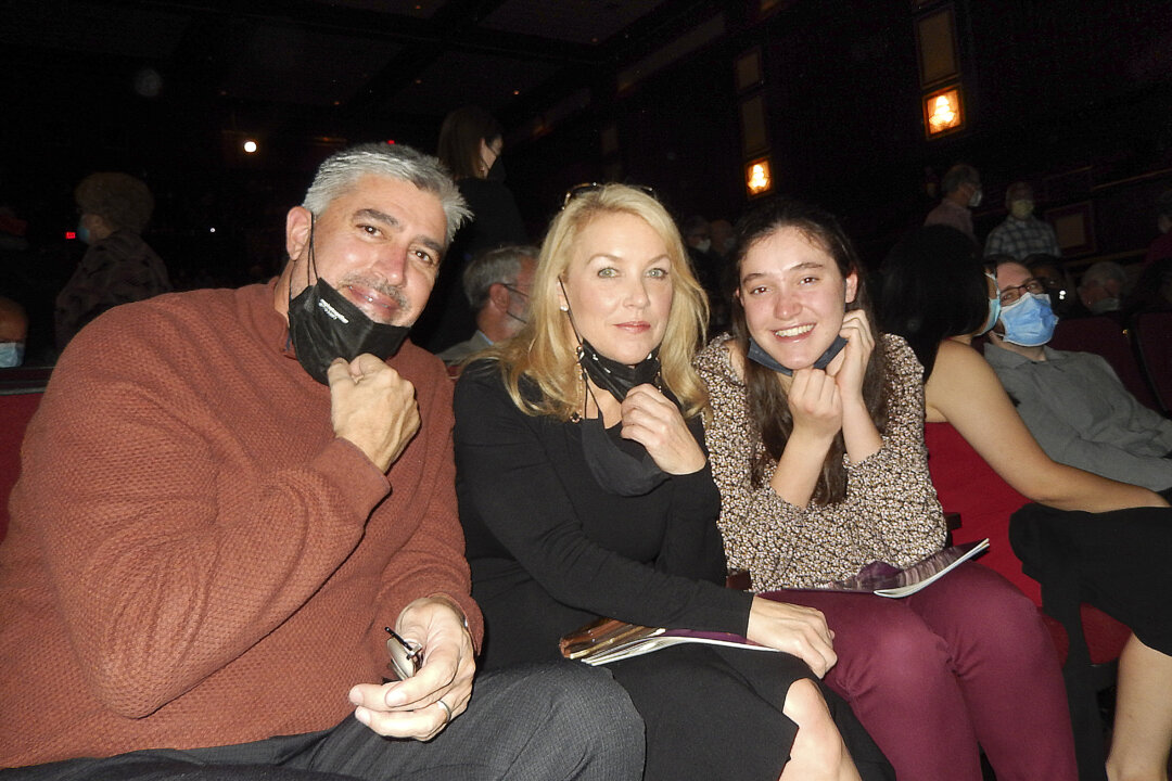 The Lipps family (L-R) Michael, Terri, and Kaitlyn, attended the performance of Shen Yun at the Raleigh Memorial Auditorium in Raleigh, N.C., on New Year's Day, 2022. (Henry Wang/The Epoch Times)
