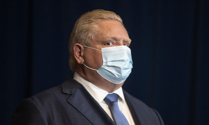 Ontario Premier Doug Ford attends a news conference in Toronto on Jan. 3, 2022. (Chris Young/The Canadian Press)