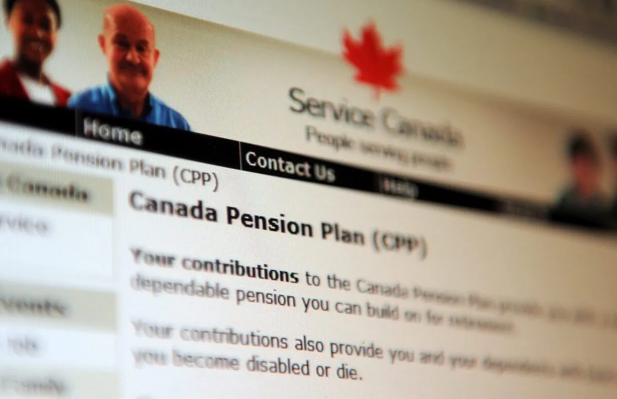 Information regarding the Canadian Pension Plan is displayed on the Service Canada website. (Sean Kilpatrick/The Canadian Press)