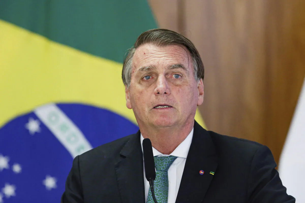 Brazil's President Jair Bolsonaro speaks during a joint press conference with Paraguay's president at the Planalto Palace in Brasilia, Brazil, on Nov. 24, 2021. (Raul Spinasse/AP Photo)