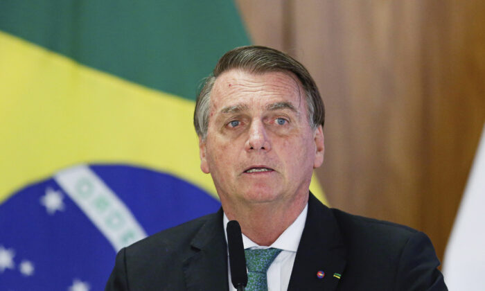 Brazil's President Jair Bolsonaro speaks during a joint press conference with Paraguay's president at the Planalto Palace in Brasilia, Brazil, on Nov. 24, 2021. (Raul Spinasse/AP Photo)