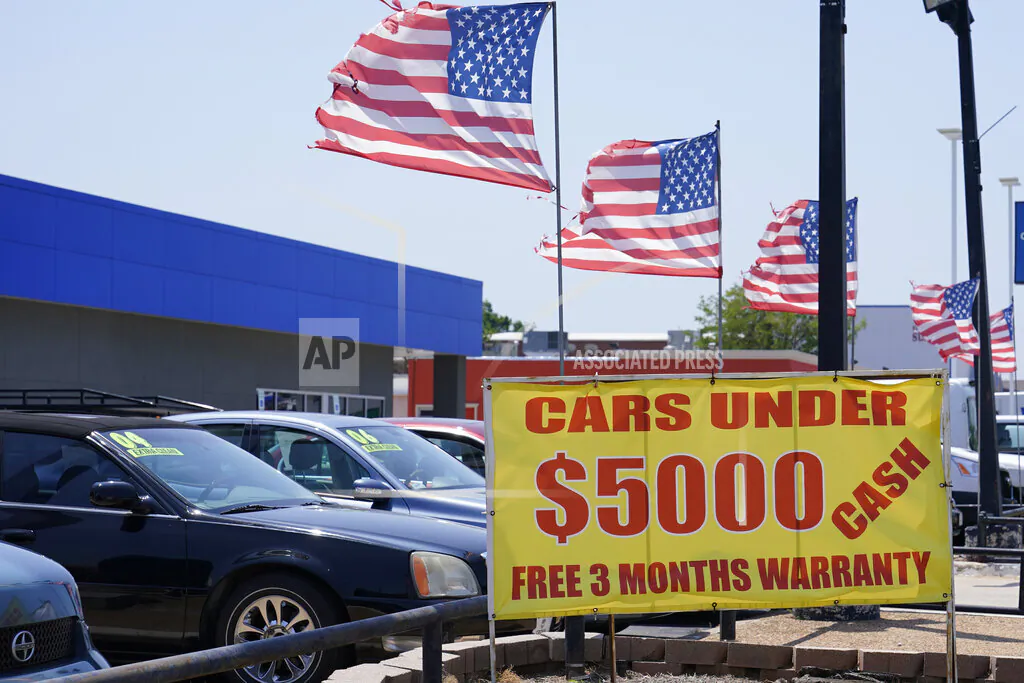 Used cars for sale are on display in Oklahoma City, Okla., on June 24, 2021. (Sue Ogrocki/AP Photo)