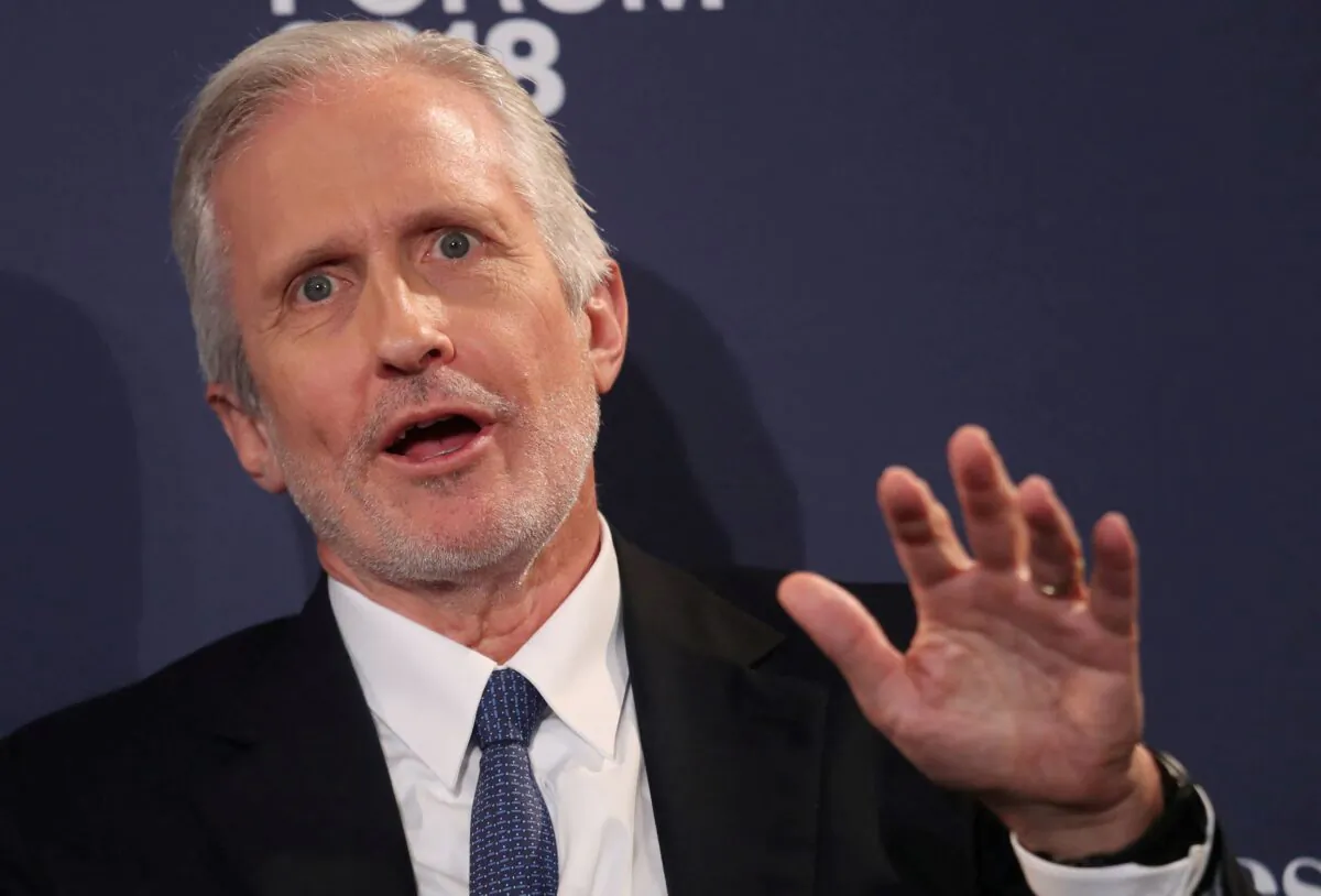 James Coulter co-founder of private equity firm TPG Capital, originally known as the Texas Pacific Group, speaks at the Bloomberg Global Business forum in New York, on Sept. 26, 2018. (Shannon Stapleton/Reuters)