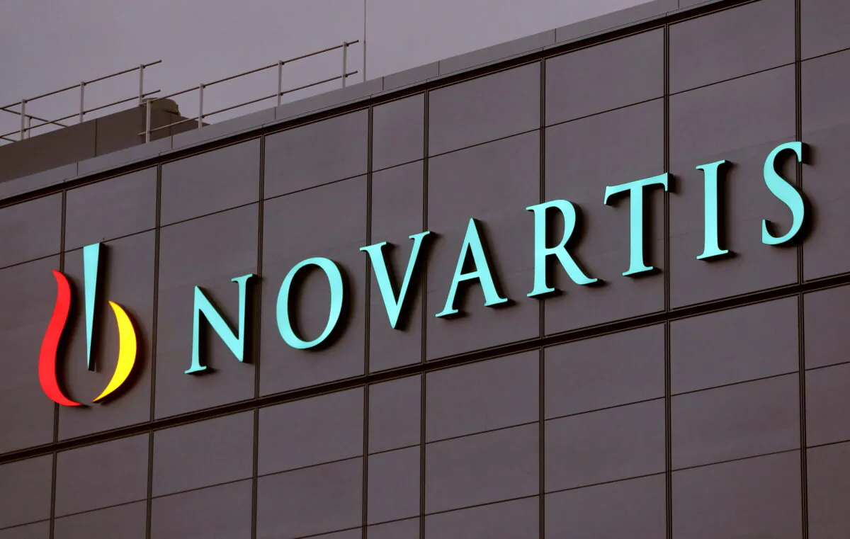 Swiss drugmaker Novartis' logo is seen at the company's plant, in the northern Swiss town of Stein, Switzerland, on Oct. 23, 2017. (Arnd Wiegmann/Reuters)
