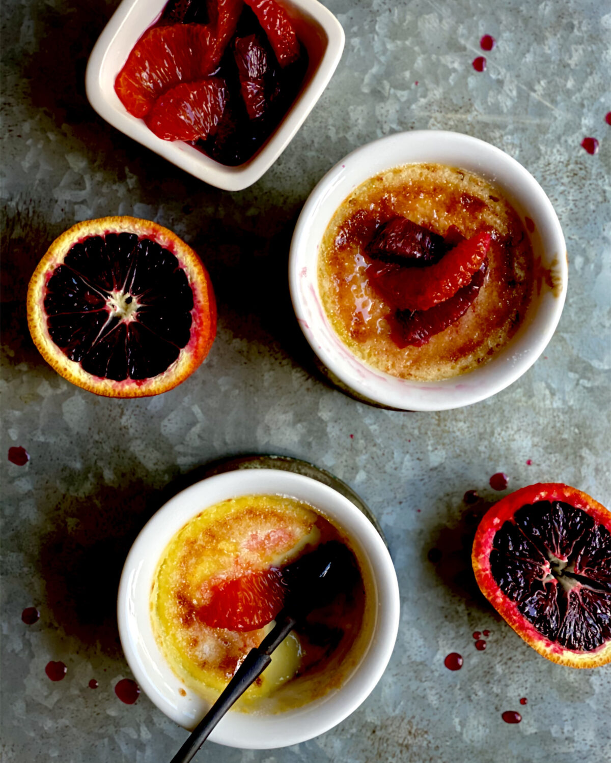 A layer of blood orange curd adds a pop of contrasting flavor—and a colorful surprise—underneath the creamy custard. (Lynda Balslev for Tastefood)