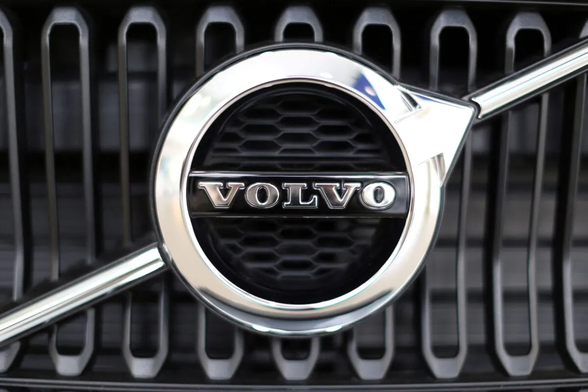 The logo of Volvo is seen on the front grill of a Volvo XC40 SUV displayed at a Volvo showroom in Mexico City, on April 6, 2018. (Gustavo Graf/Reuters)