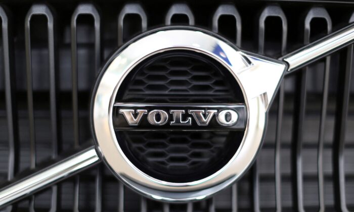 The logo of Volvo is seen on the front grill of a Volvo XC40 SUV displayed at a Volvo showroom in Mexico City, on April 6, 2018. (Gustavo Graf/Reuters)