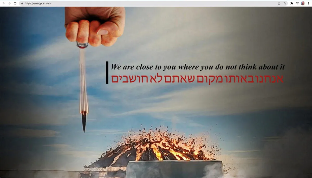 Reuters screenshot of The Jerusalem Post website after it was hacked is shown on Jan. 3, 2022. (Screenshot by Reuters of The Jerusalem Post Website/via Reuters)