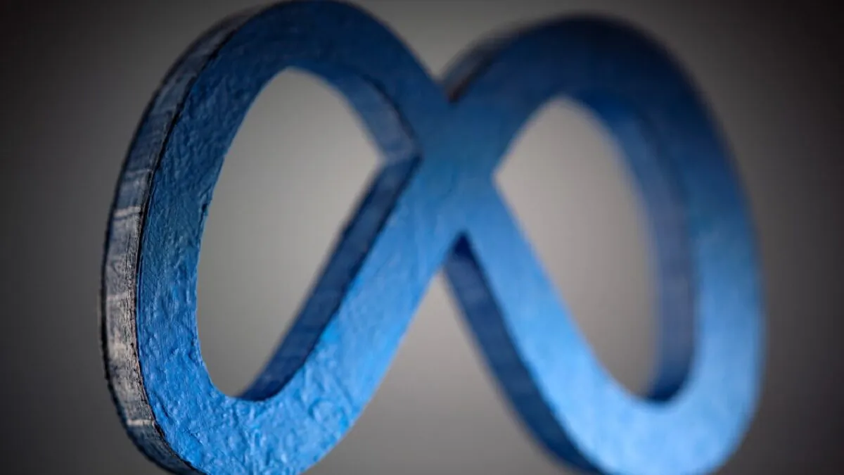 A 3D printed Facebook's new rebrand logo Meta in this illustration taken on Nov. 2, 2021. (Dado Ruvic/Reuters)
