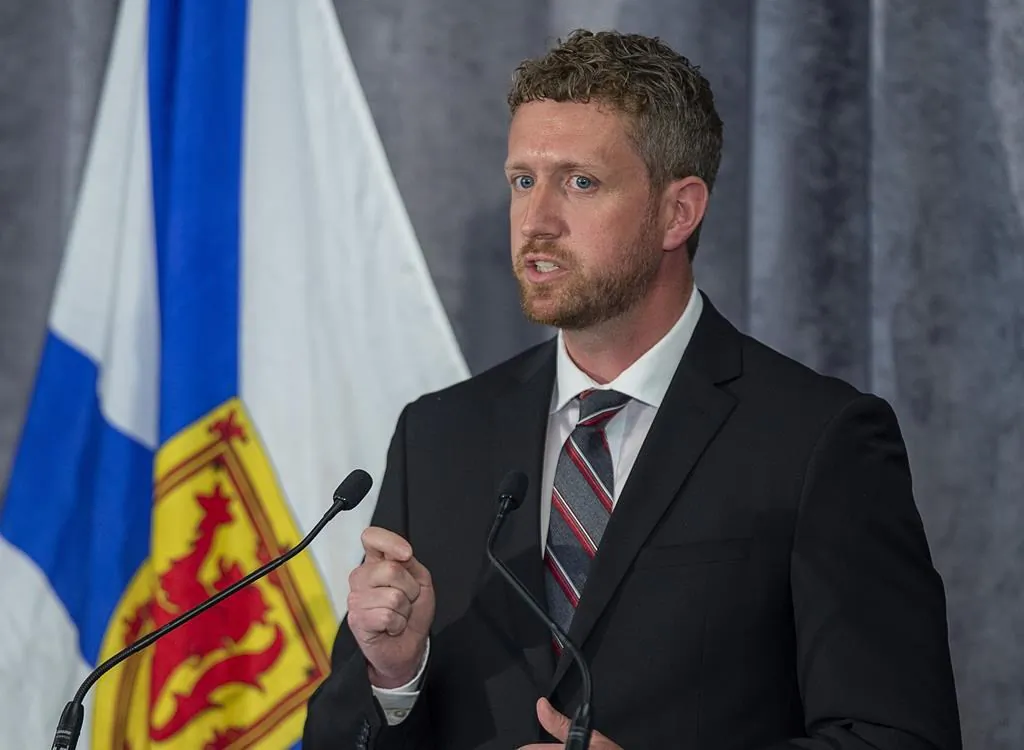 Premier Iain Rankin fields a question at a Halifax Chamber of Commerce pre-election event in Halifax on Aug. 4, 2021. (The Canadian Press/Andrew Vaughan)