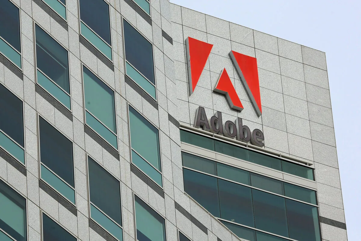 The Adobe logo is displayed on the side of the Adobe Systems headquarters in San Jose, Calif., on Jan. 15, 2010. (Justin Sullivan/Getty Images)