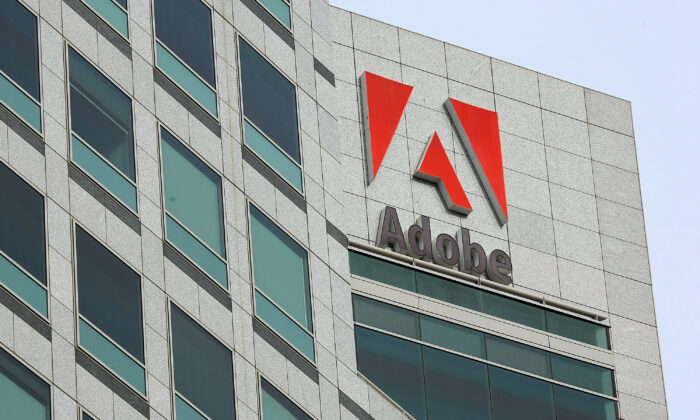 The Adobe logo is displayed on the side of the Adobe Systems headquarters in San Jose, Calif., on Jan. 15, 2010. (Justin Sullivan/Getty Images)