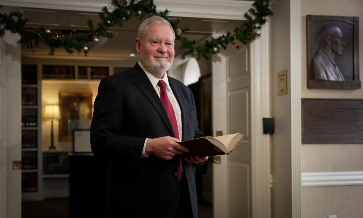 Larry Arnn, president of Hillsdale College, in Washington on Dec. 10, 2021. (York Du/The Epoch Times)