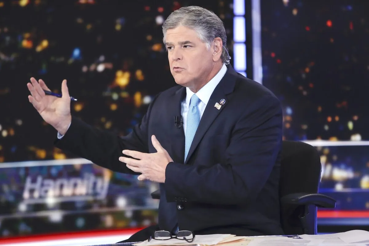 Fox News host Sean Hannity speaks during a taping of his show, "Hannity," in New York, on Aug. 7, 2019. (AP Photo/Frank Franklin II, File)