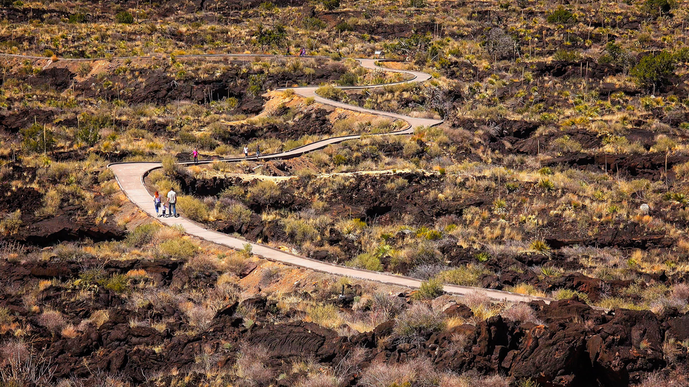 Visitors,On,The,Curved,Walkway,Through,Lava,Fields,At,Valley