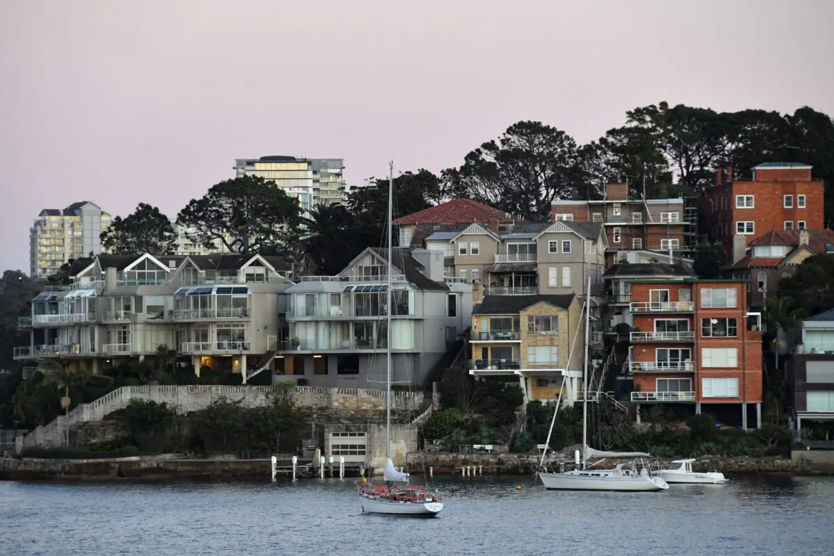 Apartment buildings and houses at Neutral Bay in Sydney, Australia, on July 22, 2021. (AAP Image/Mick Tsikas)