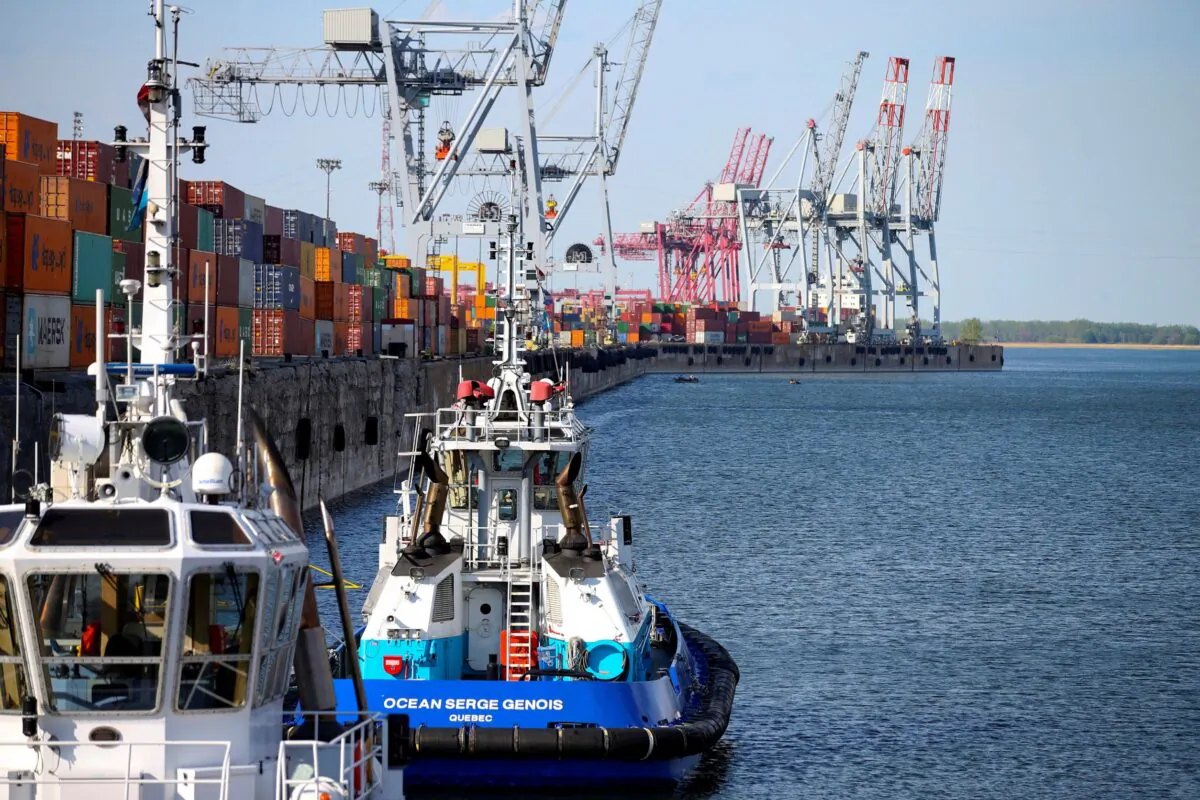 Tugs are seen in the Port of Montreal in Montreal, Quebec, Canada, on May 17, 2021. (Christinne Muschi/Reuters)