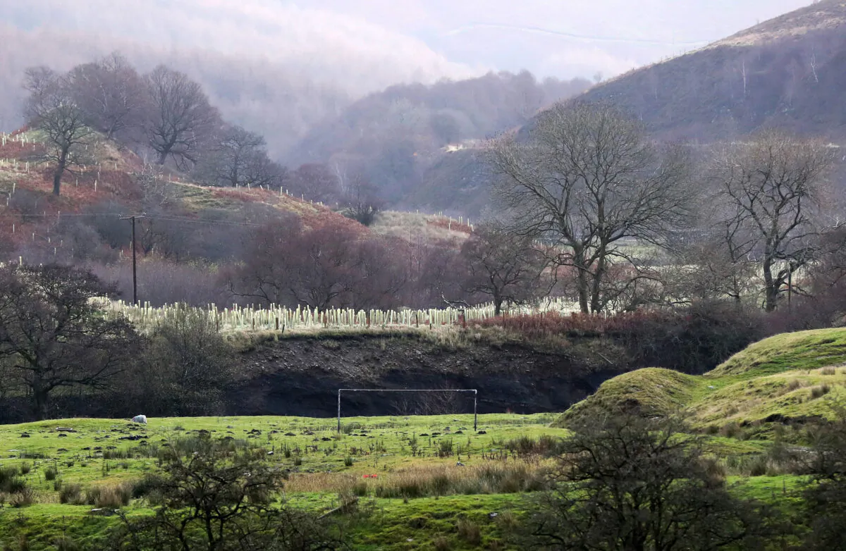 A general view of a rural football pitch in the Peak District on November 22, 2020 in Hope Valley, England. (Catherine Ivill/Getty Images)