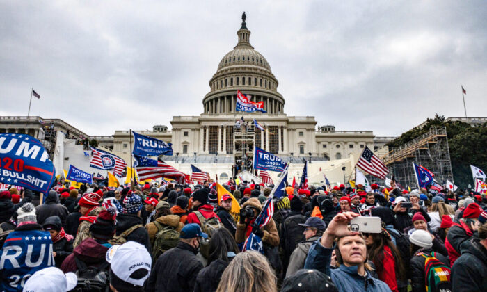Supporters of President Donald Trump at the U.S. Capitol in Washington on Jan. 6, 2021. (Samuel Corum/Getty Images)