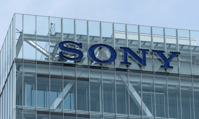 The Sony logo is displayed at the company's headquarters in Tokyo, on April 28, 2021. (Yuki Iwamura/AFP via Getty Images)
