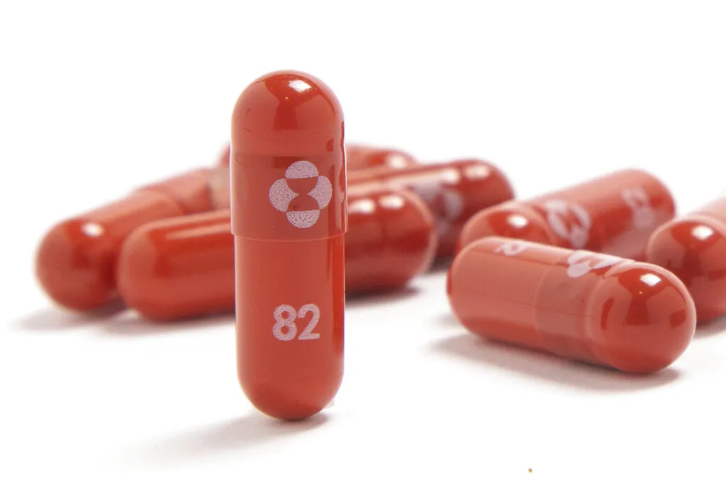 This undated photo provided by Merck & Co. shows their new antiviral medication molnupiravir. (Merck & Co. via AP, File)