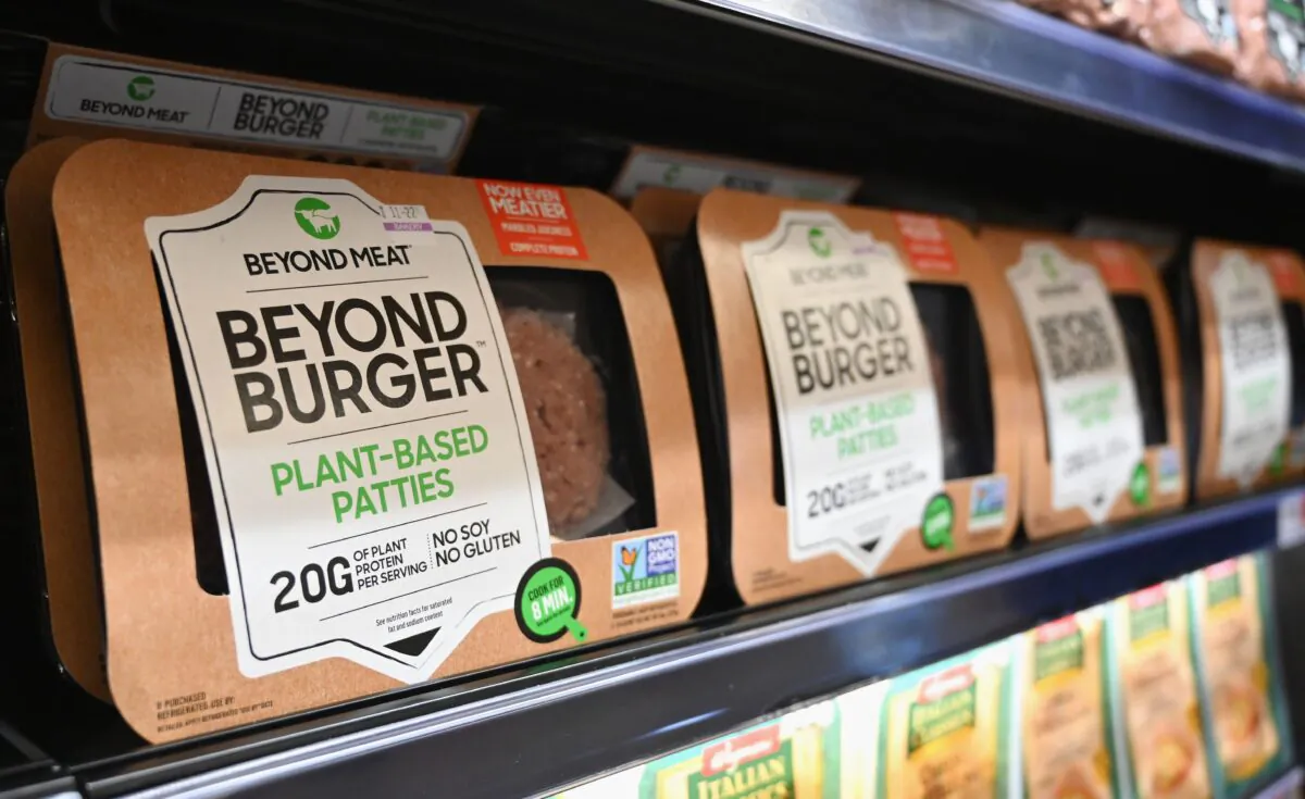 Beyond Meat "Beyond Burger" patties sit on a shelf for sale in New York, on Nov. 15, 2019. (Angela Weiss/AFP via Getty Images)