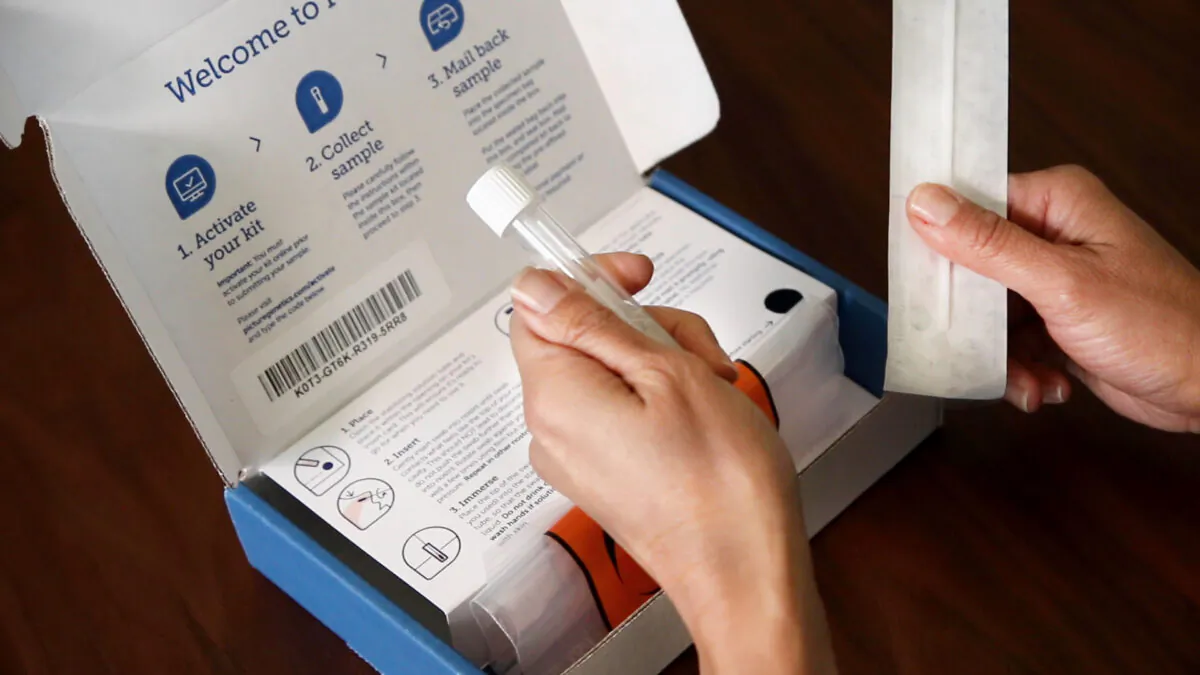 An at-home COVID-19 nasal swab testing kit provided by the Los Angeles County Home Test Collection program, which provides test kits to county residents for free via mail, is seen in this file photo. The program was temporarily paused on Jan. 5, 2022. (Courtesy of County of Los Angeles)