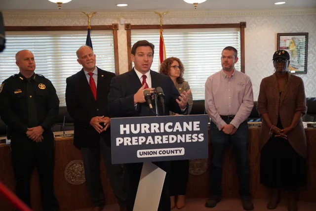 During a press conference about hurricane preparedness, Florida Gov. Ron DeSantis took aim on Jan. 7 at political opponents who chided him for using days off to accompany his wife to cancer treatment. Natasha Holt/Epoch Times