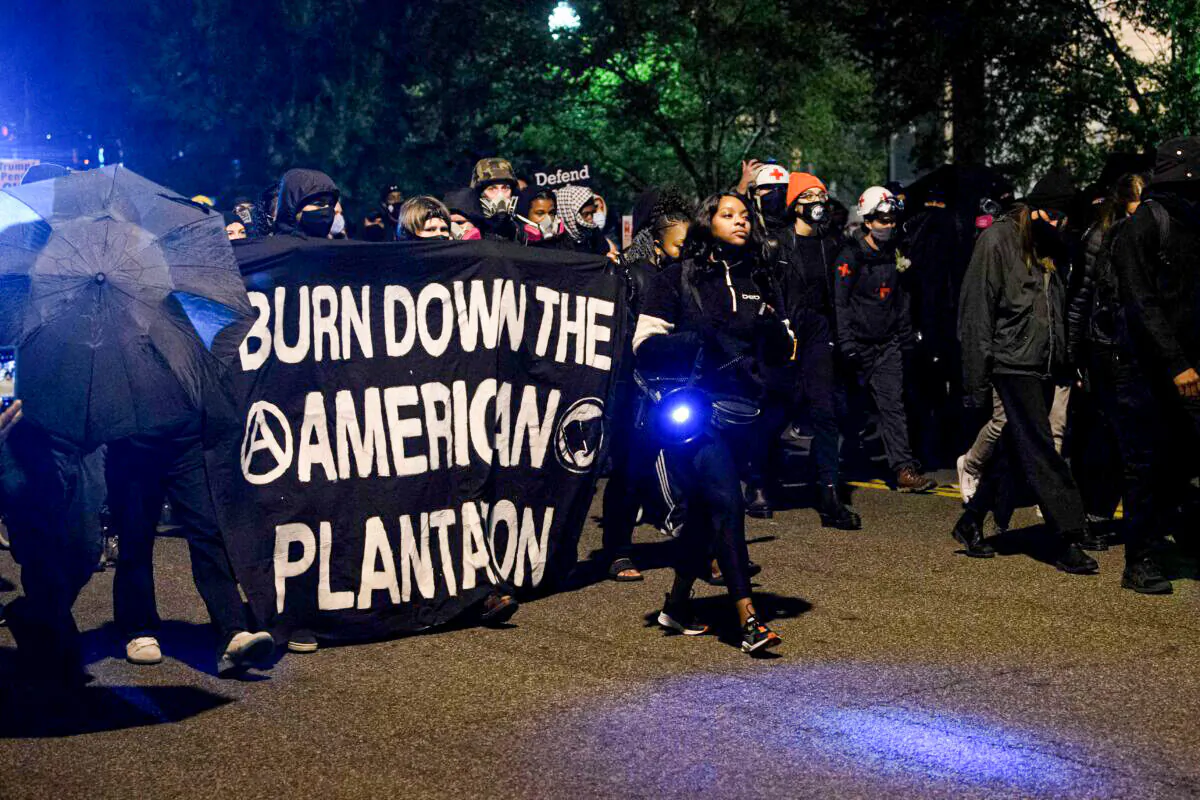 Antifa and Black Lives Matter demonstrators protest on election night near the White House in Washington, on Nov. 3, 2020. (Nicholas Kamm/AFP via Getty Images)