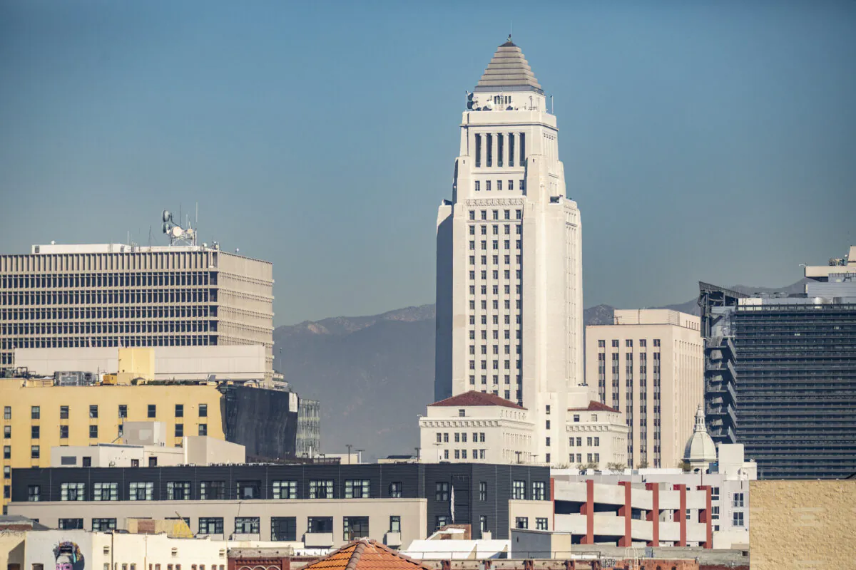 City hall in Los Angeles on Jan 6, 2021. (John Fredricks/The Epoch Times)