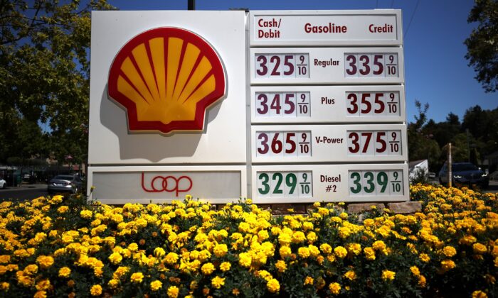 The Shell logo is displayed in front of a Shell gas station in San Rafael, Calif., on July 30, 2020. (Justin Sullivan/Getty Images)