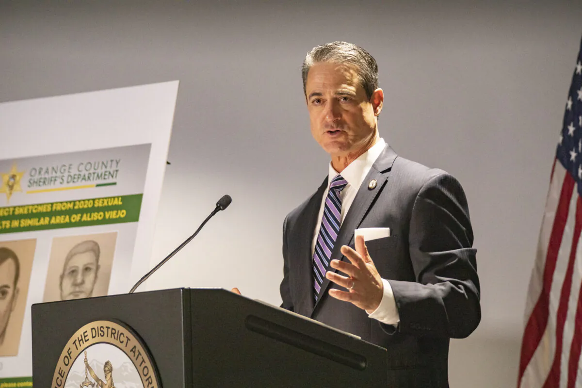 Orange County District Attorney Todd Spitzer speaks in Santa Ana, Calif., on Sept. 20, 2021. (John Fredricks/The Epoch Times)