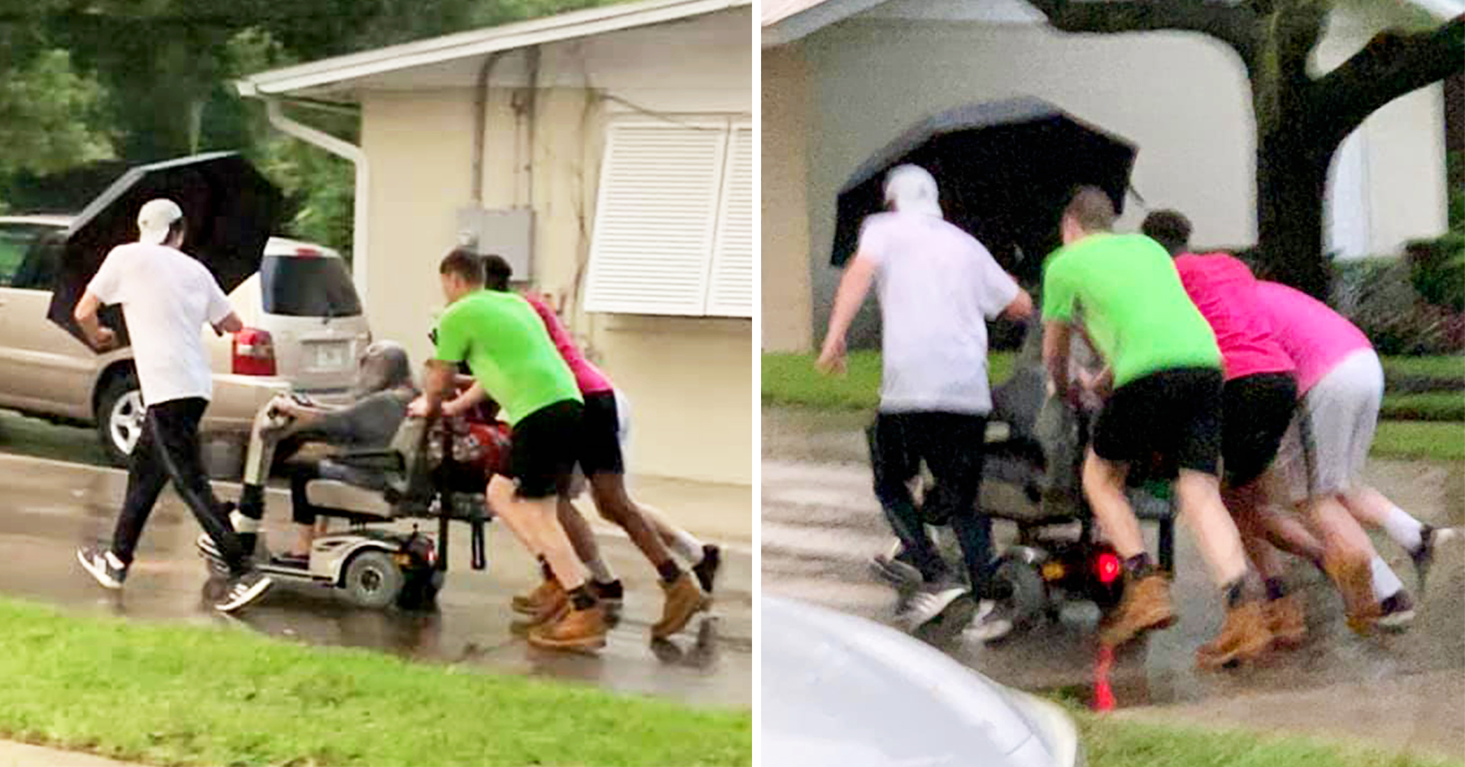 4 Young Men Push Elderly Woman's Broken Scooter Home in Storm: 'Be a Hero for Someone' - Vimarsana News