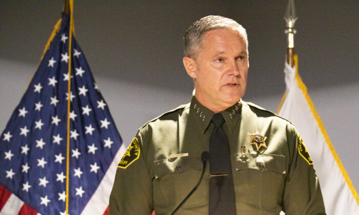 Orange County Sheriff Don Barnes speaks in Santa Ana, Calif., on Sept. 20, 2021. (John Fredricks/The Epoch Times)
