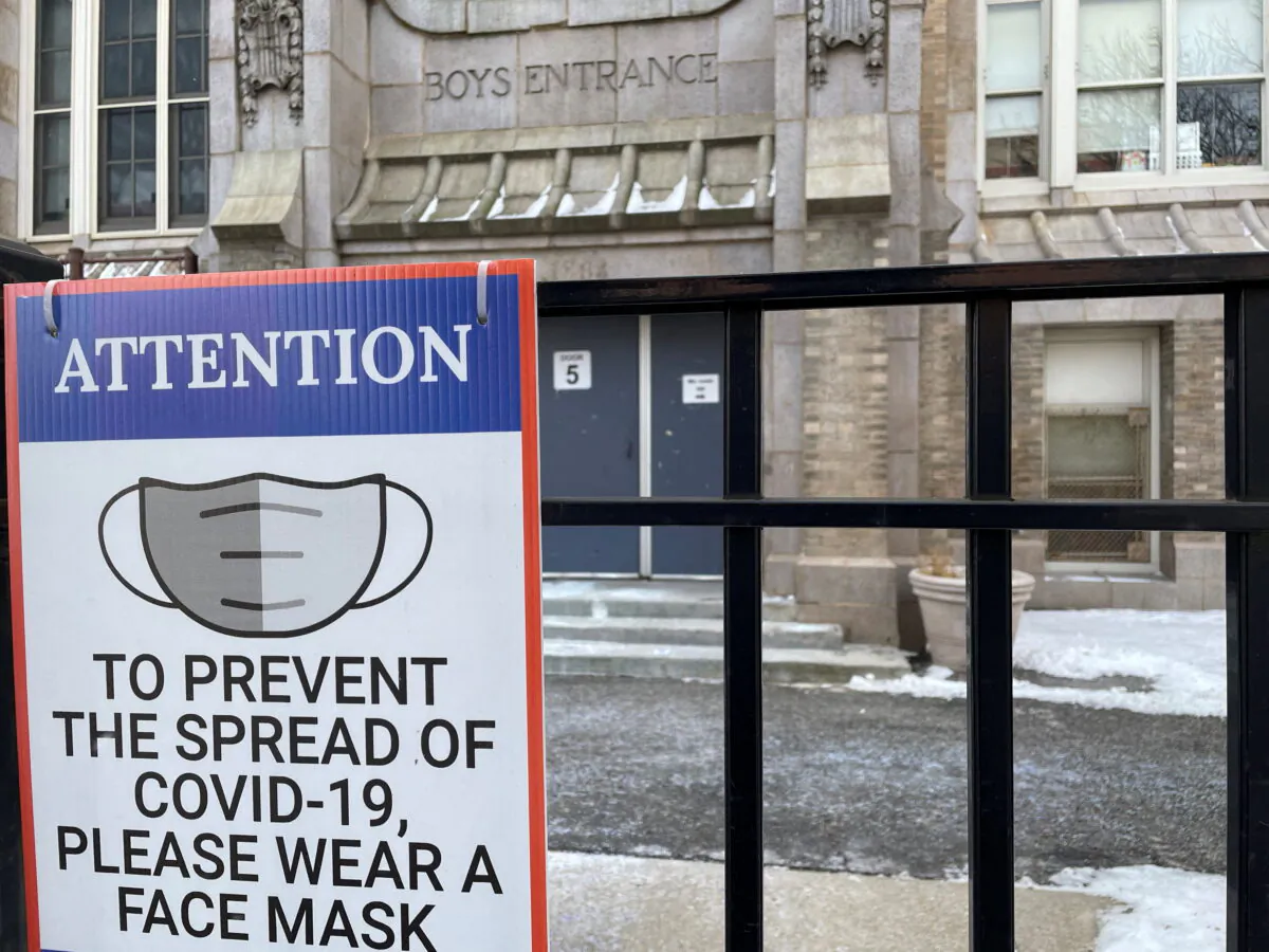 The Jahn School of Fine Arts lies empty after Chicago Public Schools, the nation's third-largest school district, canceled classes over the Chicago Teachers Union's refusal to teach in-person, in Chicago, Ill., on Jan. 5, 2022. (Eric Cox/Reuters)
