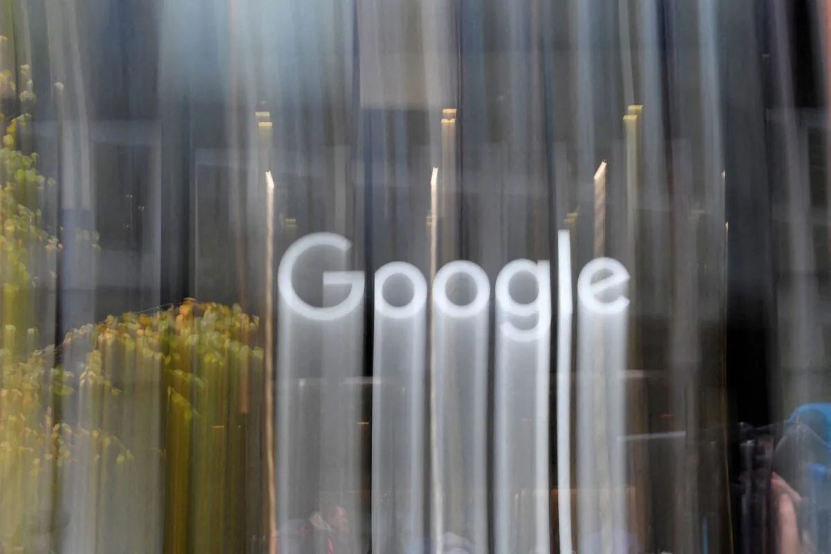 The Google name is displayed outside the company's office in London, Britain, on Nov. 1, 2018. (Toby Melville/Reuters)