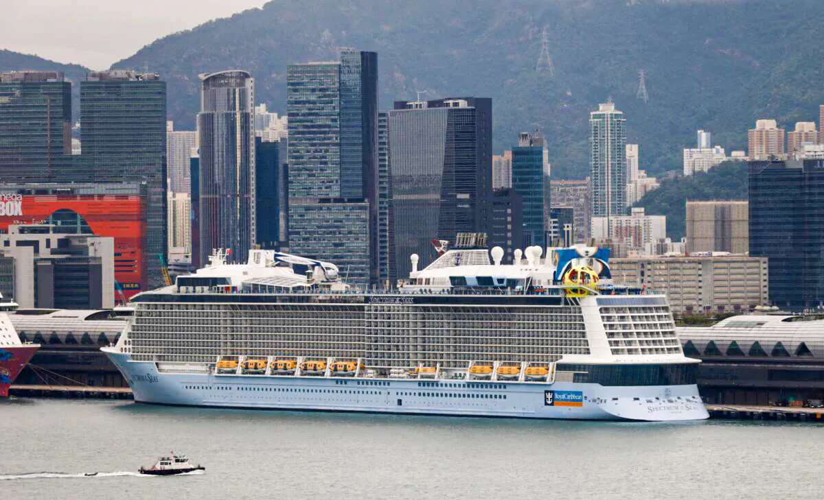 The Royal Caribbean cruise ship "Spectrum of the Seas" is seen docked at the Kai Tak Cruise Terminal in Hong Kong on Oct. 22, 2021. (Tyrone Siu/Reuters)