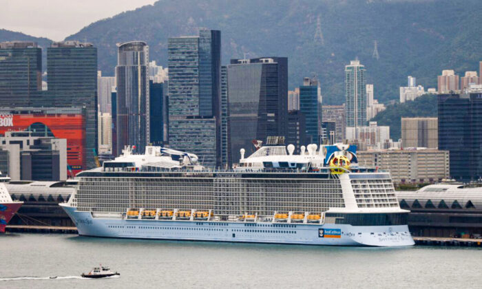 The Royal Caribbean cruise ship "Spectrum of the Seas" is seen docked at the Kai Tak Cruise Terminal in Hong Kong on Oct. 22, 2021. (Tyrone Siu/Reuters)