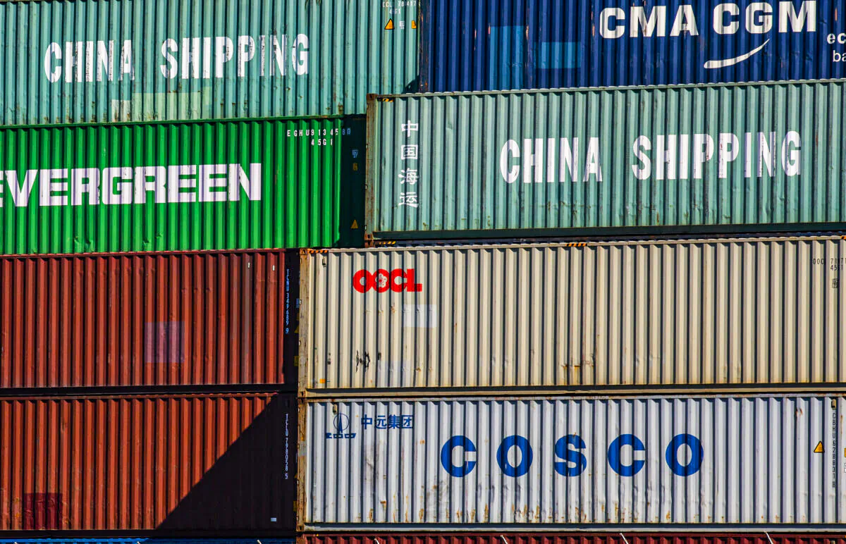 Shipping containers in Wilmington, Calif., on Oct. 27, 2021. (John Fredricks/The Epoch Times)