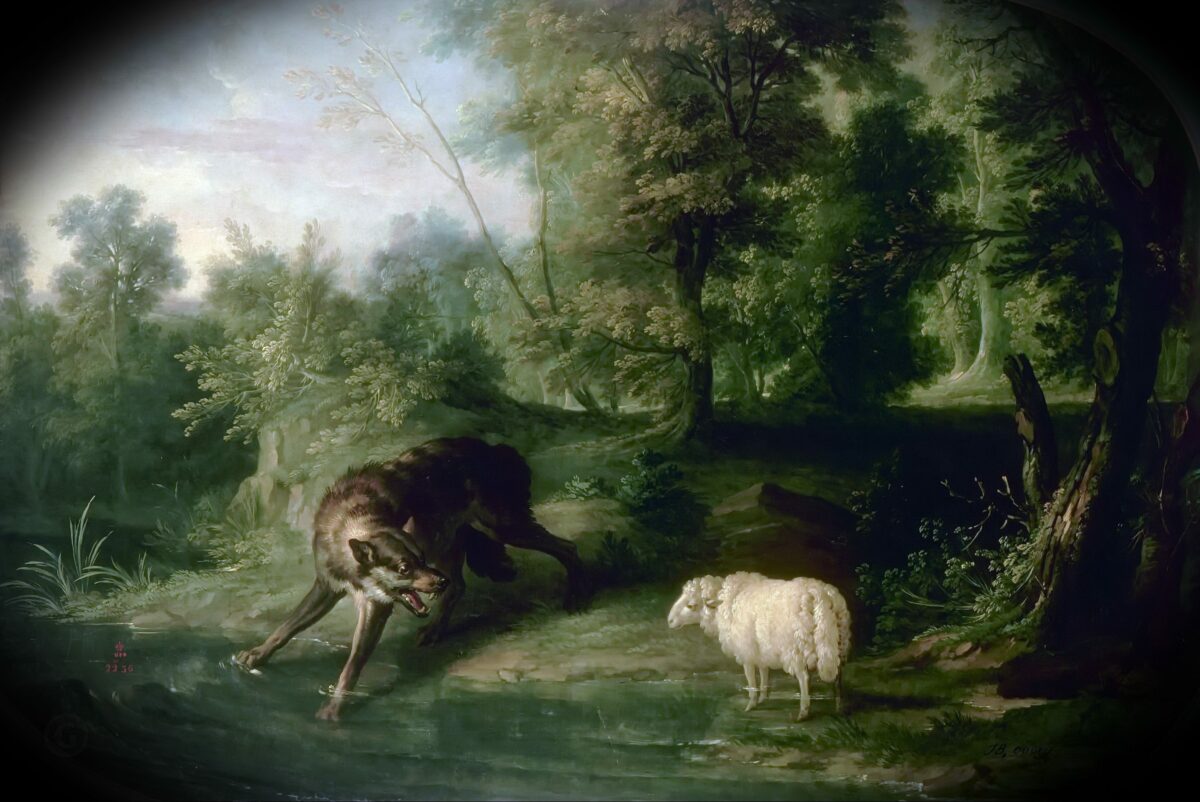 The fable “The Wolf and the Lamb” is relevant for our times. The 1747 painting of the tale by Jean-Baptiste Oudry. Palace of Versailles. (PD-US)
