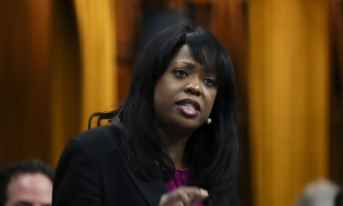 Conservative member of Parliament Leslyn Lewis rises during question period in the House of Commons on Parliament Hill in Ottawa on Dec. 2, 2021. (The Canadian Press/Sean Kilpatrick)