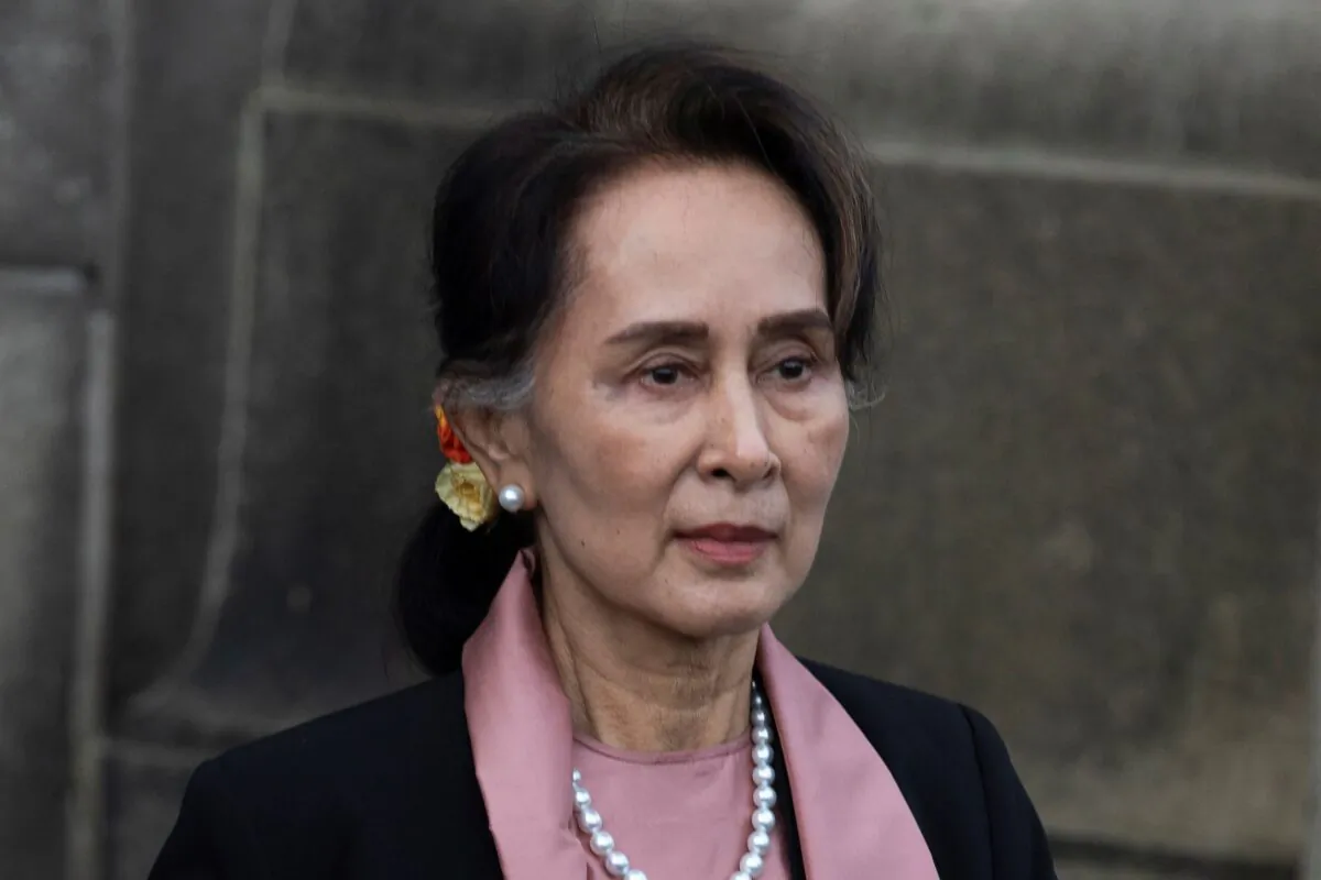 Myanmar's leader Aung San Suu Kyi leaves the International Court of Justice after the first day of three days of hearings in The Hague, Netherlands, on Dec. 10, 2019. (Peter Dejong/AP Photo, File)