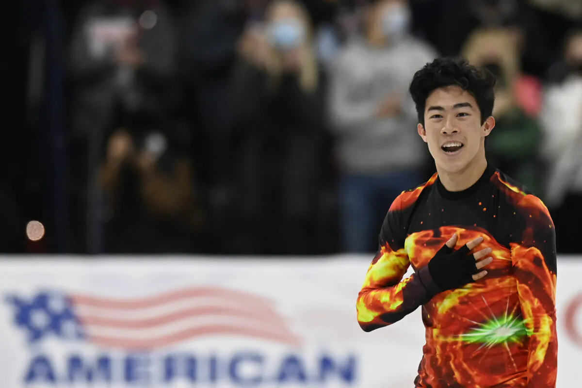 Nathan Chen competes in the men's free skate program during the U.S. Figure Skating Championships in Nashville, Tenn., on Jan. 9, 2022. (Mark Zaleski/AP Photo)