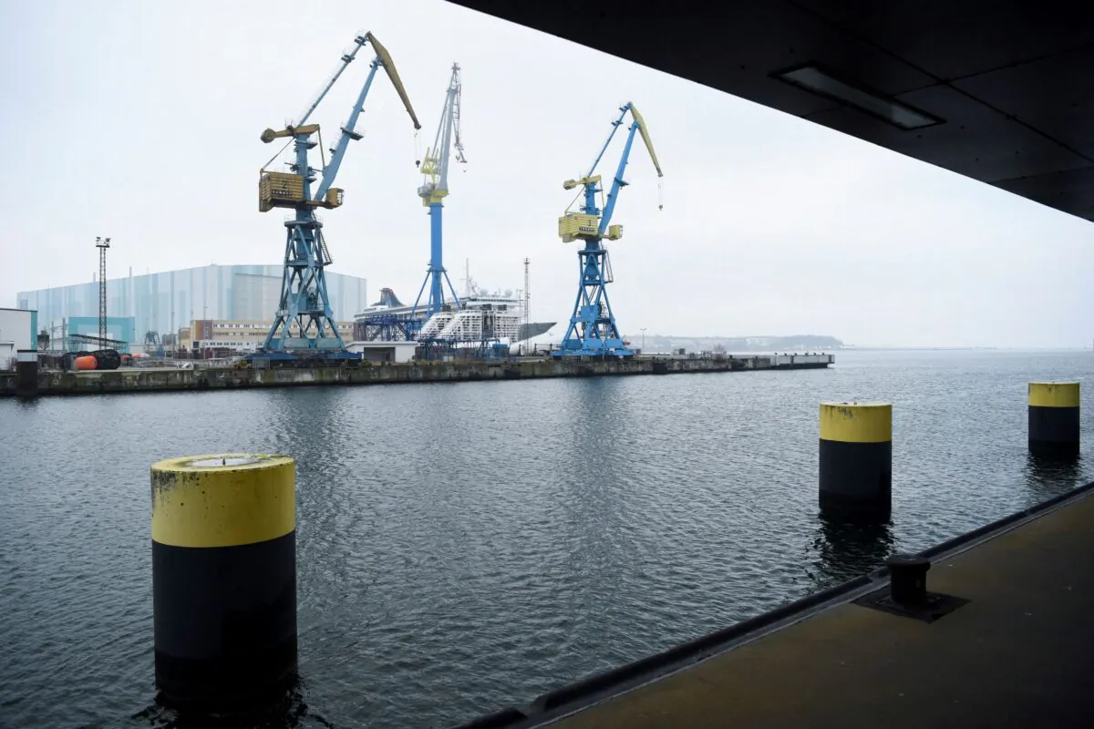 A general view of the shipbuilding hall at the Wismar location of the MV-Werften shipyards in Wismar, Germany, on Jan. 11, 2022. (Annegret Hilse/Reuters)
